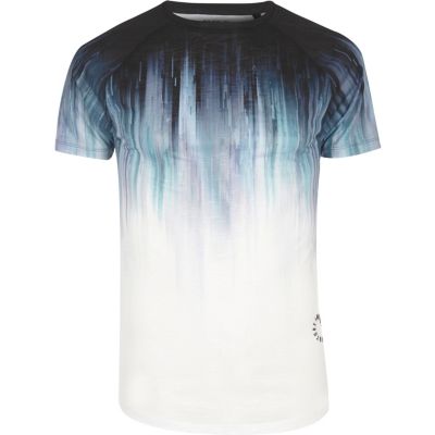 White faded print muscle fit T-shirt